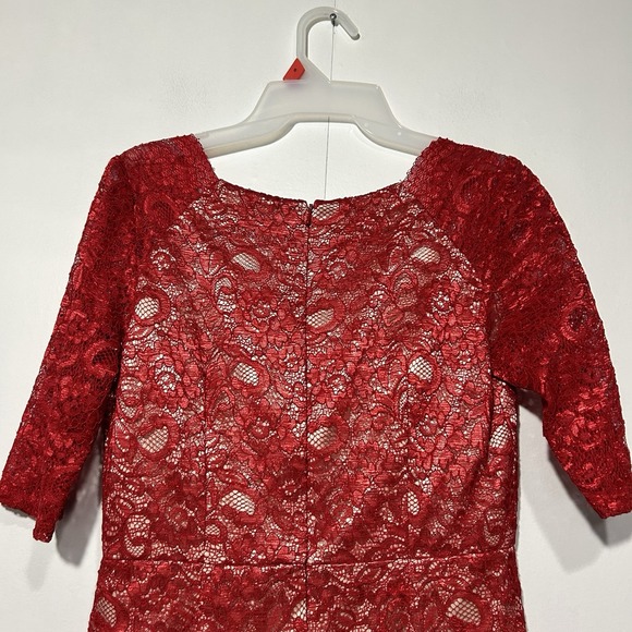 Womens Red Lace Dress Size 6 Mermaid Party Coquette Wedding‎ Guest Holiday Fairy - Picture 6 of 7